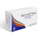 Метглиб Форс, таблетки покрытые пленочной оболочкой 5 мг+500 мг 30 шт