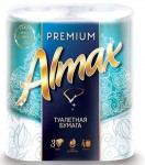 Туалетная бумага, Almax (Алмакс) №4 Премиум трехслойная белая с цветным тиснением