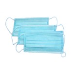 Маска медицинская одноразовая, 3 шт 3-х слойная на резинках голубая 2400003675805