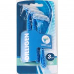 Станок одноразовый для бритья для мужчин, Dilligen (Диллиген) 3 шт с 3 лезвиями плавающей головкой и увлажняющей смазывающей полоской