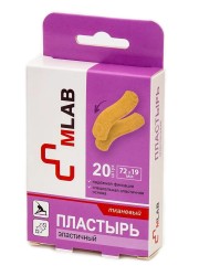 Пластырь бактерицидный, Mlab (Млаб) р. 72х19мм №20 эластичный тканевый телесный