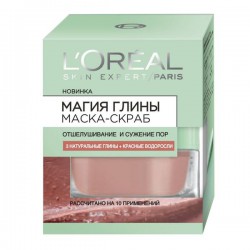 Маска-скраб для лица L'Oreal Магия Глины отшелушивание и сужение пор 50 мл
